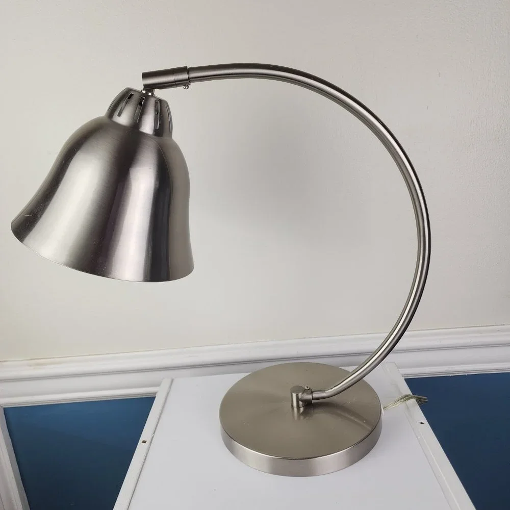 Modern Polished Silver Desk Lamp